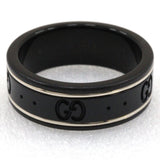 Gucci Ring K18 White Gold, Corundum black Icon thin band unisex(Unisex) 15