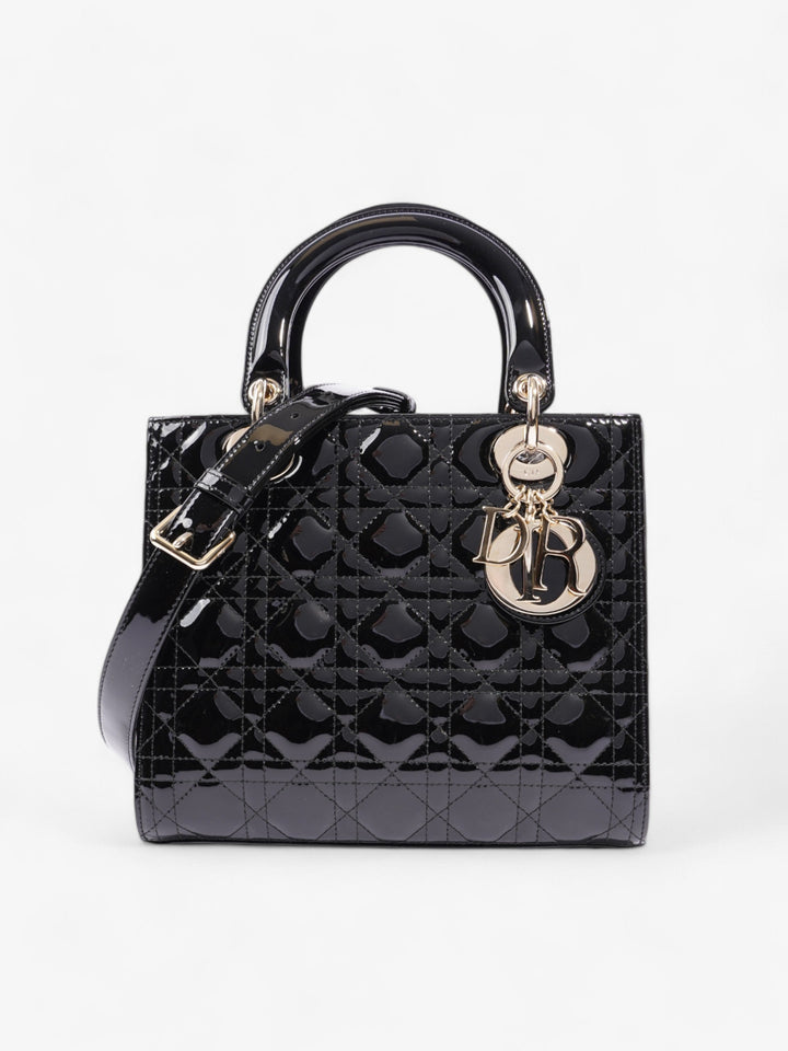 Christian Dior Lady Dior Black Patent Leather Medium