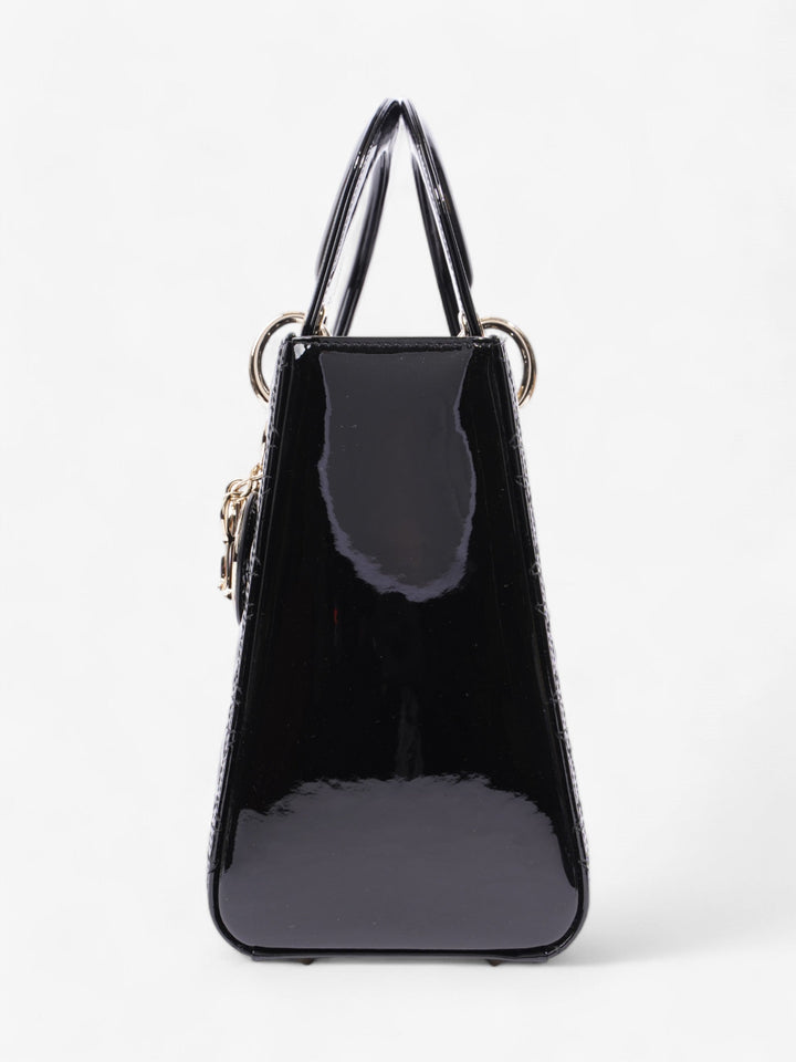 Christian Dior Lady Dior Black Patent Leather Medium
