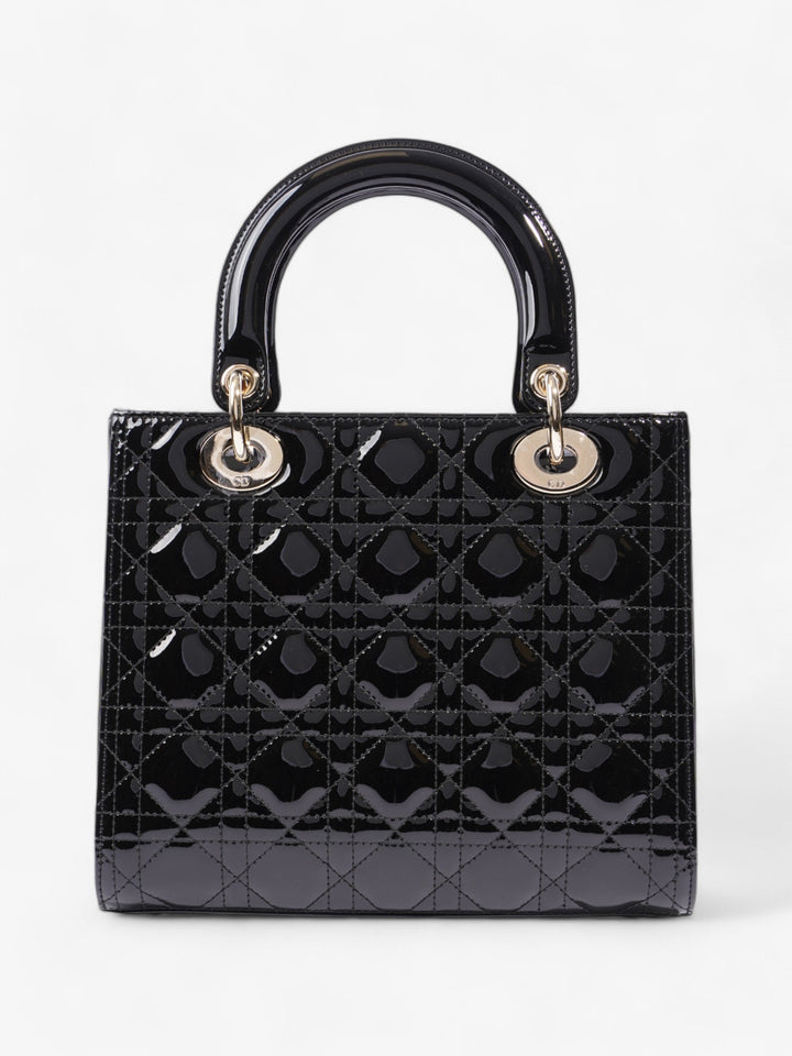 Christian Dior Lady Dior Black Patent Leather Medium