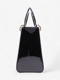 Christian Dior Lady Dior Black Patent Leather Medium