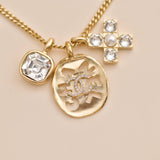 Chanel 2021 Multi Motif Crystal Gold Tone Pendant Necklace