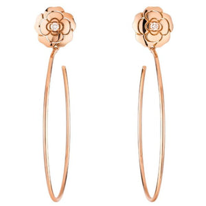 Chanel Diamond Extrait de Camélia 18K Rose Gold Hoop Earrings