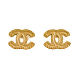 Chanel Gold Tone CC Logo Stud Earrings