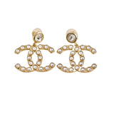 Chanel CC Logo Crystal Drop Earrings