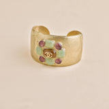 Chanel Gold Tone Multi Colour Glass Gripoix Cuff Bracelet
