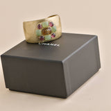 Chanel Gold Tone Multi Colour Glass Gripoix Cuff Bracelet