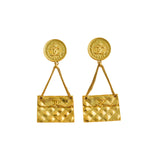 Chanel CC Coin Quilted Flap Bag Drop Clip on Earrings
