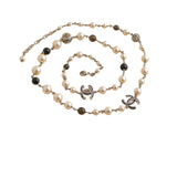 Chanel CC Faux Pearl Crystal Enamel Gold Tone Necklace