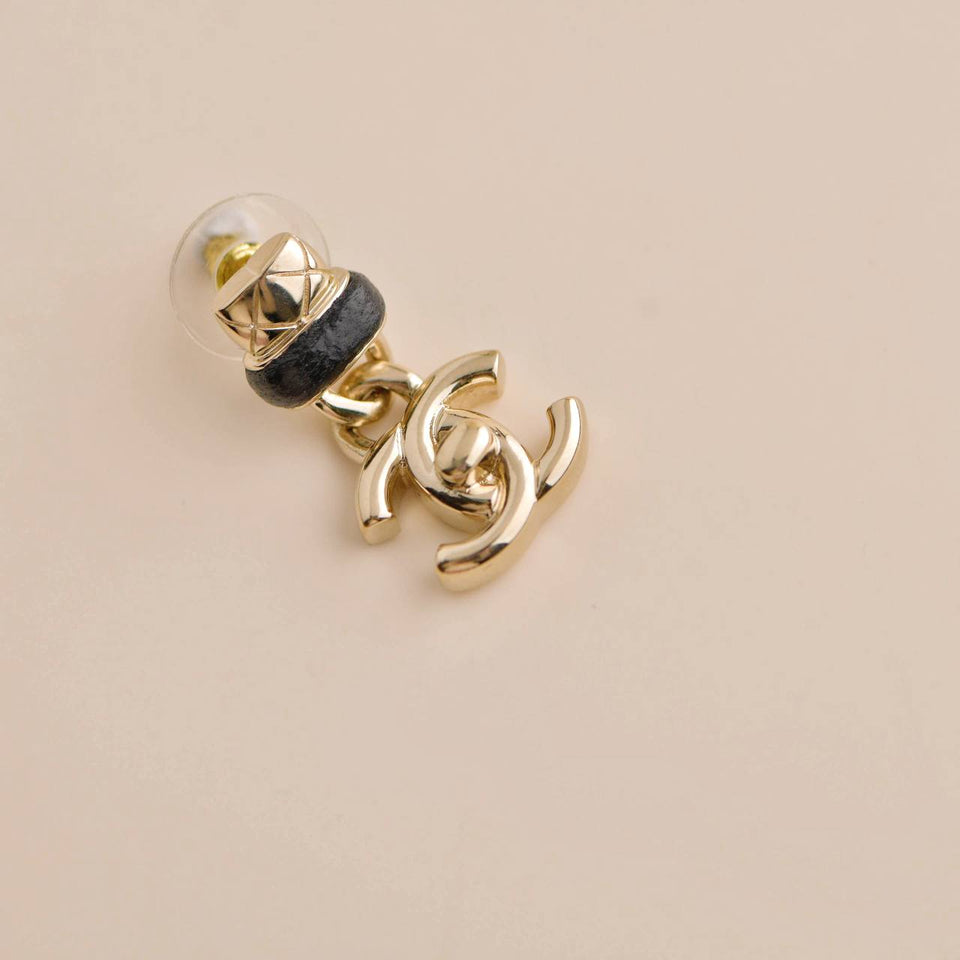 Chanel CC Turn Lock Pendant Drop Earrings