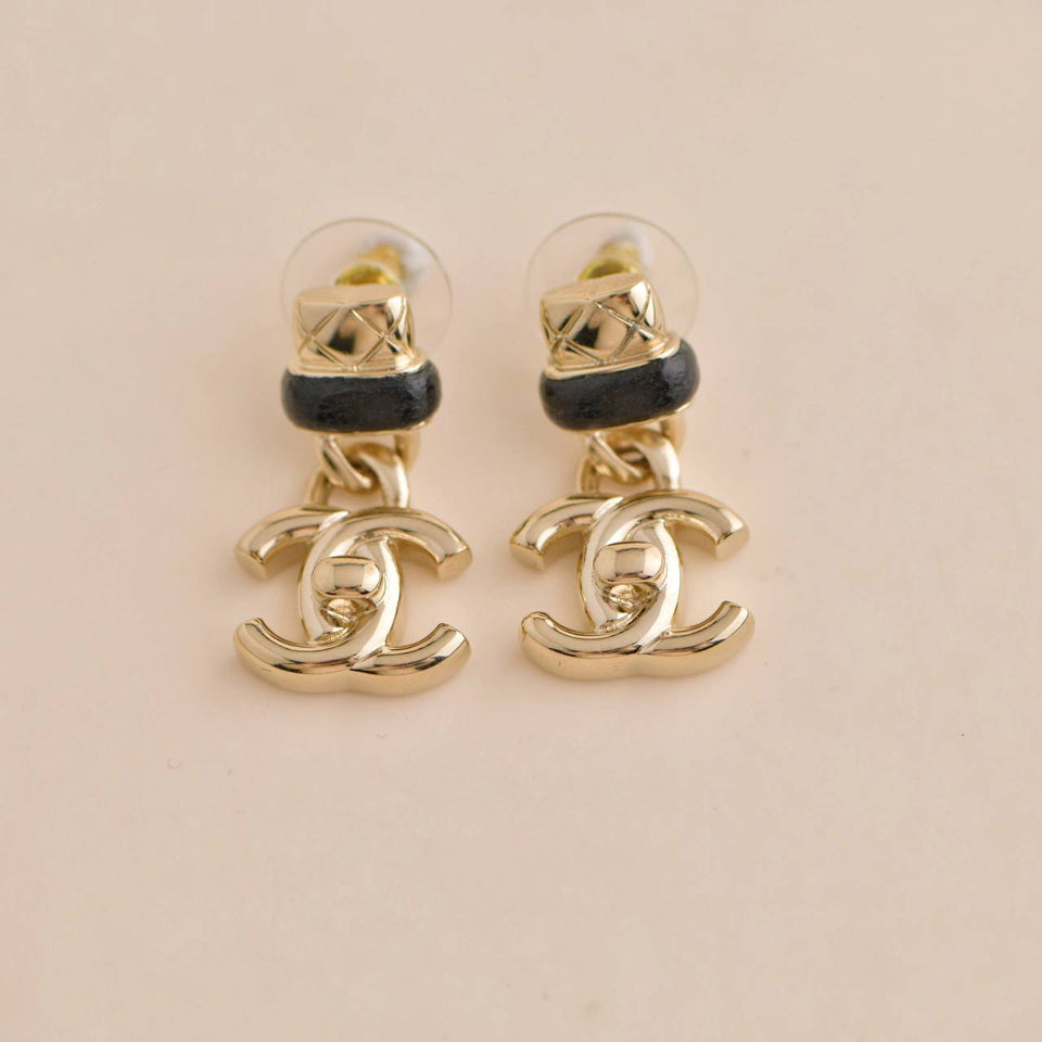 Chanel CC Turn Lock Pendant Drop Earrings