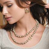 Chanel Faux Pearl Quilted Classic Flap Bag Gold Tone Earrings