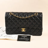 Chanel Lambskin Black Quilted Medium Classic Double Flap Bag