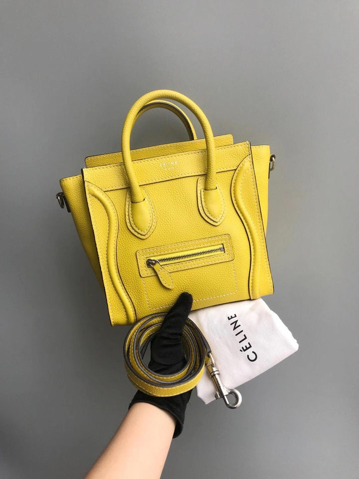 Yellow Leather Nano Luggage Tote