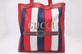 Gucci Sylvie Tote Bag in Red, White and Blue Baiadera Stripes Canvas