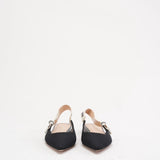 Christian Dior Ribbon Black Fabric J'aDior Slingback Size 38.5