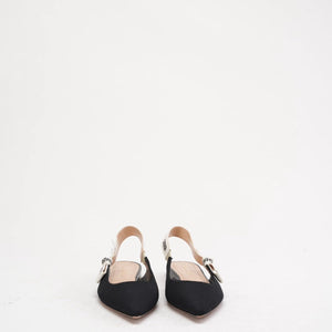 Christian Dior Ribbon Black Fabric J'aDior Slingback Size 38.5