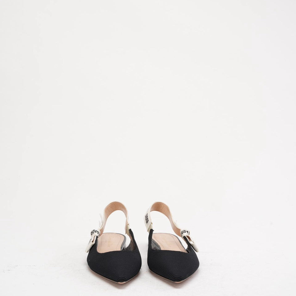 Christian Dior Ribbon Black Fabric J'aDior Slingback Size 38.5