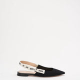 Christian Dior Ribbon Black Fabric J'aDior Slingback Size 38.5