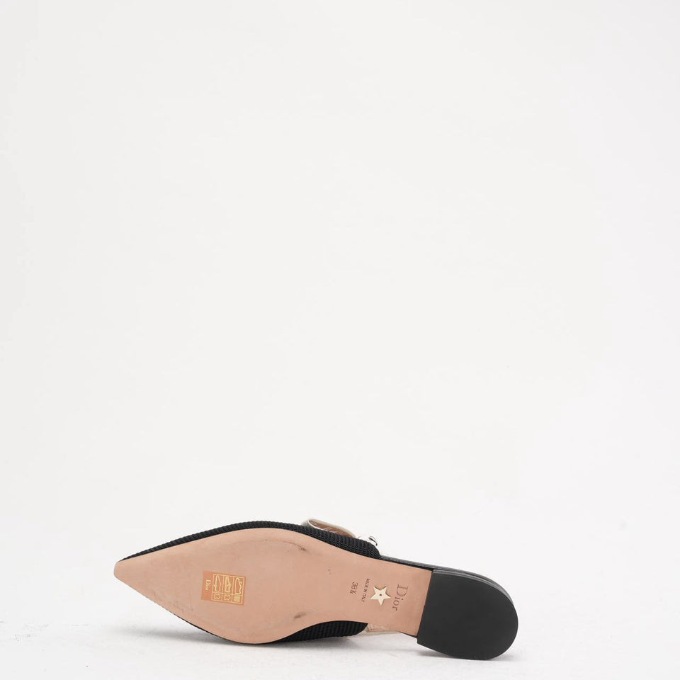 Christian Dior Ribbon Black Fabric J'aDior Slingback Size 38.5