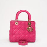 Christian Dior Pink Medium Lady Dior Bag in Cannage 2013