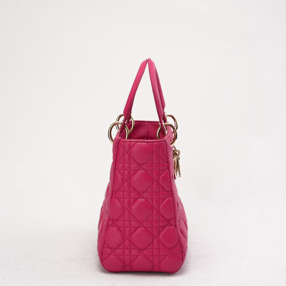 Christian Dior Pink Medium Lady Dior Bag in Cannage 2013