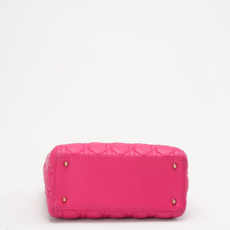 Christian Dior Pink Medium Lady Dior Bag in Cannage 2013