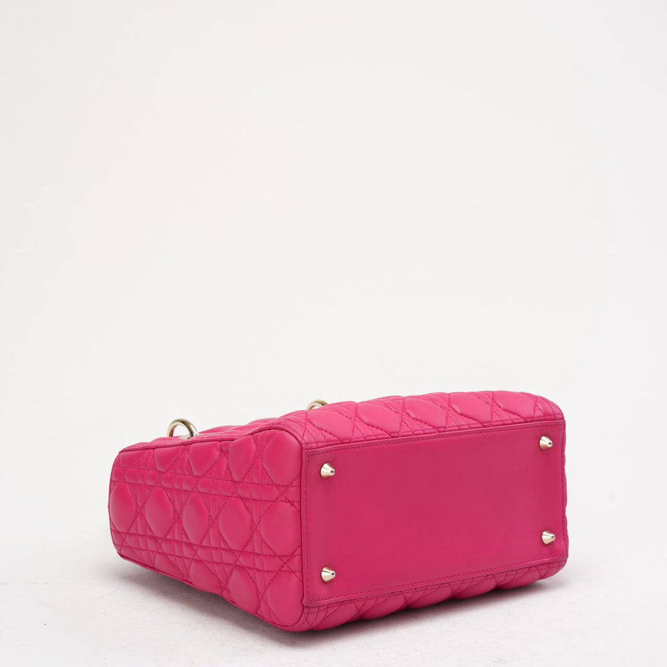 Christian Dior Pink Medium Lady Dior Bag in Cannage 2013