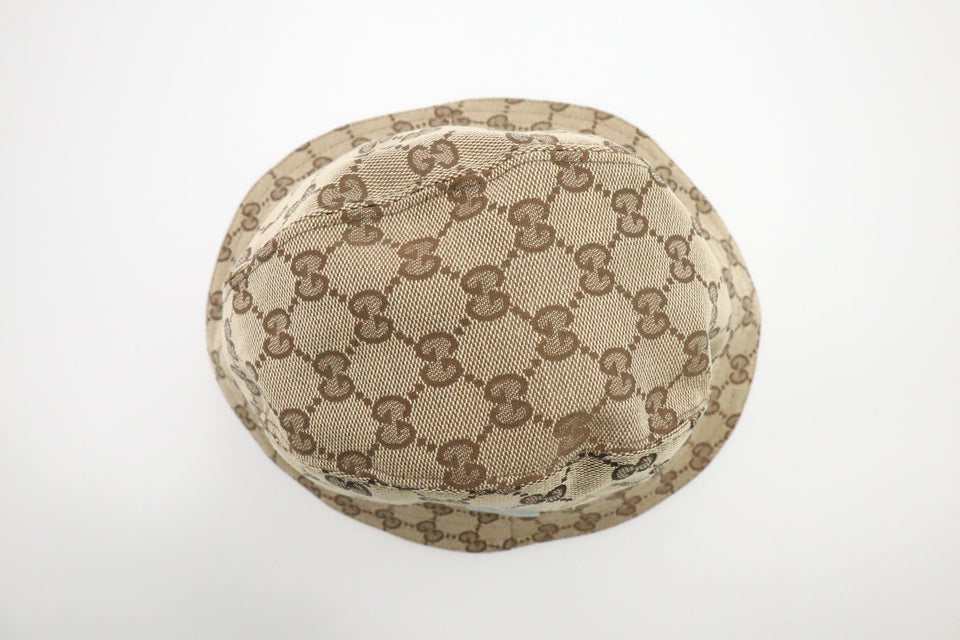 Gucci Bucket Hat in Beige and Brown Canvas