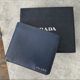 Prada Saffiano Baltico Navy Bifold Corner Wallet