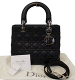 Christian Dior Cannage Quilted Lambskin Leather Lady Dior Medium Bag