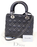 Christian Dior Cannage Quilted Lambskin Leather Lady Dior Medium Bag