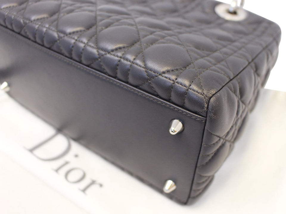 Christian Dior Cannage Quilted Lambskin Leather Lady Dior Medium Bag