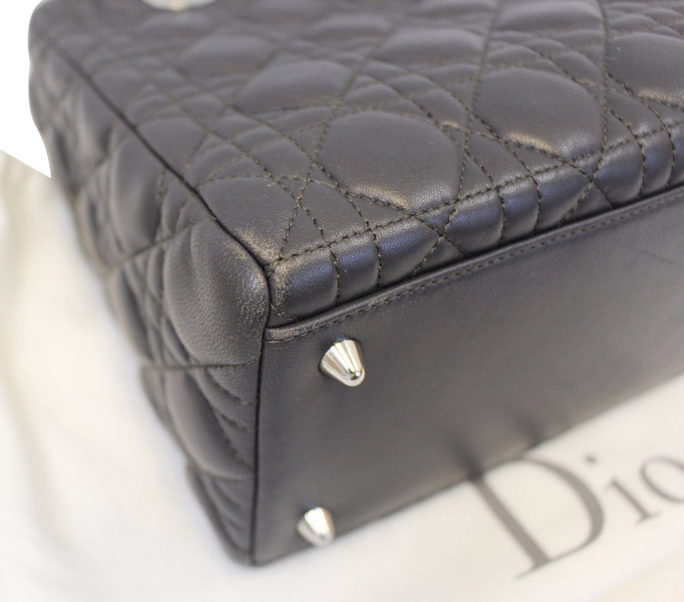 Christian Dior Cannage Quilted Lambskin Leather Lady Dior Medium Bag