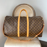 Louis Vuitton Monogram Canvas Keepall Bandouliere 55 Travel Duffle Bag