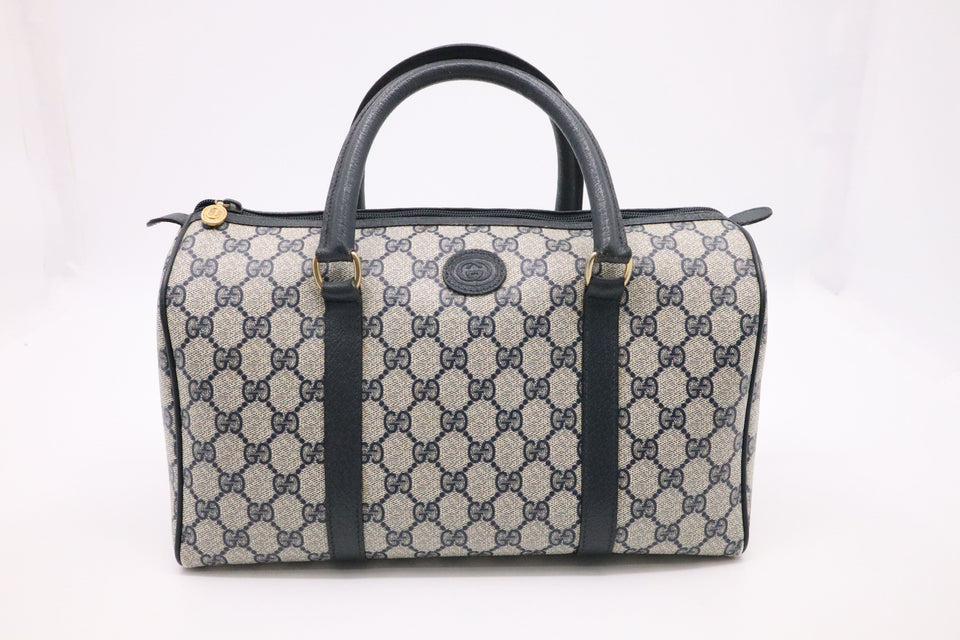 Gucci Boston Bag in Blue GG Supreme Canvas