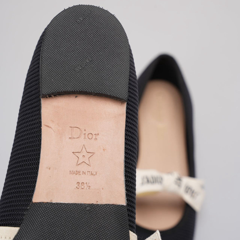 Christian Dior Mary Jane Ballet Flats with Bow Accents In Black EU 38.5