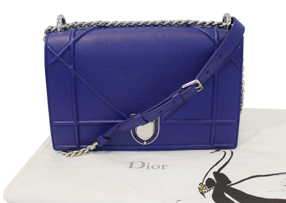 Christian Dior Handbag - Blue Calfskin Leather Diorama Bag