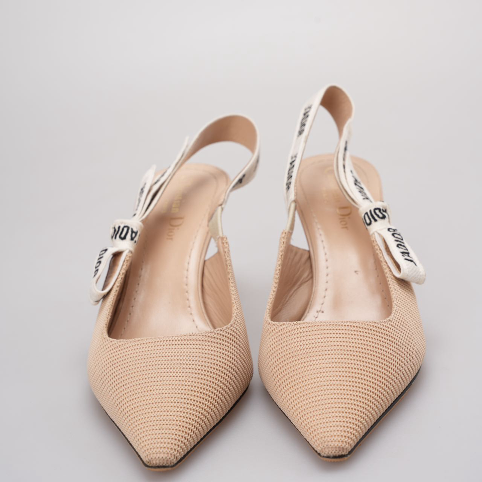 Christian Dior Beige Fabric J'aDior Slingback Pumps Size 38.5