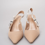 Christian Dior Beige Fabric J'aDior Slingback Pumps Size 38.5