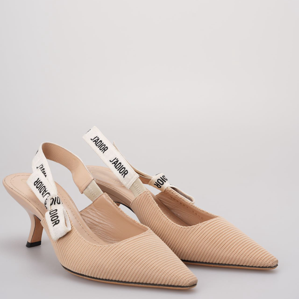 Christian Dior Beige Fabric J'aDior Slingback Pumps Size 38.5