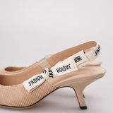 Christian Dior Beige Fabric J'aDior Slingback Pumps Size 38.5