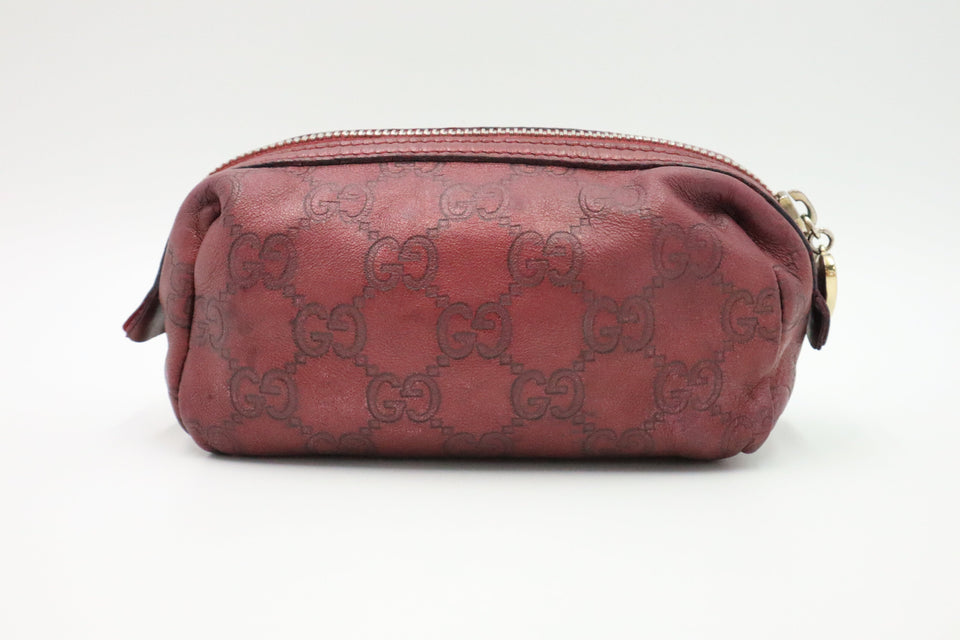 Gucci Cosmetics Pouch in Burgundy Guccissima Leather