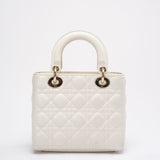 Christian Dior White Small Lady Dior in Cannage Lambskin 2020