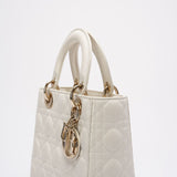 Christian Dior White Small Lady Dior in Cannage Lambskin 2020