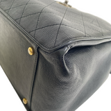 Chanel Black Quilted Caviar Leather Straight Line Tote Bag