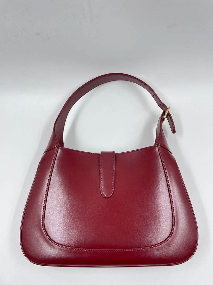 Gucci Jackie 1961 Burgundy Leather Bag with Adjustable Strap