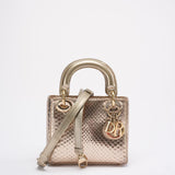 Dior Mini Lady Dior Bag Gold in Python Leather 2014