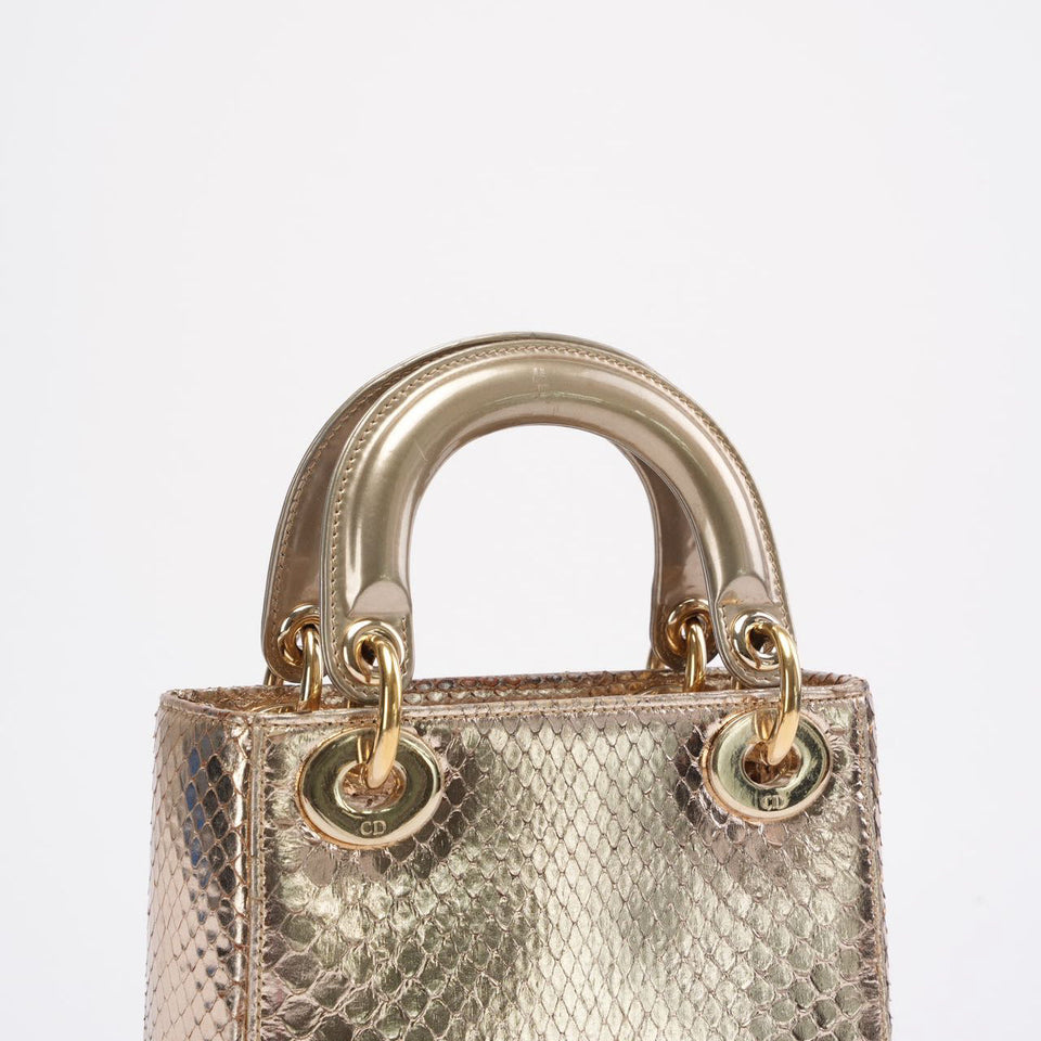 Dior Mini Lady Dior Bag Gold in Python Leather 2014
