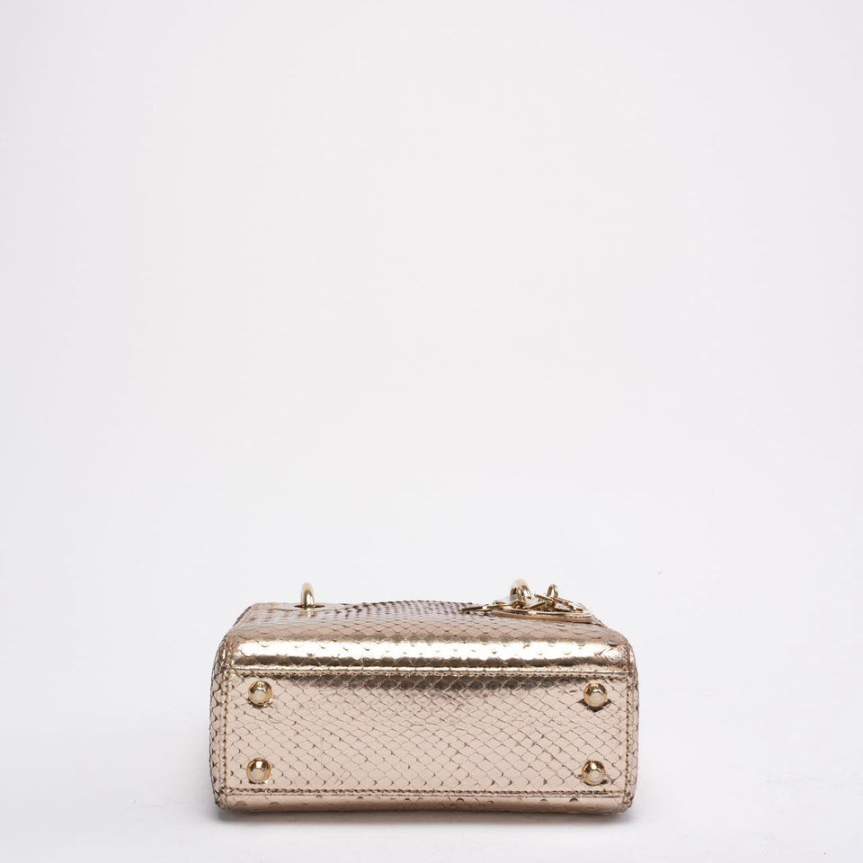 Dior Mini Lady Dior Bag Gold in Python Leather 2014